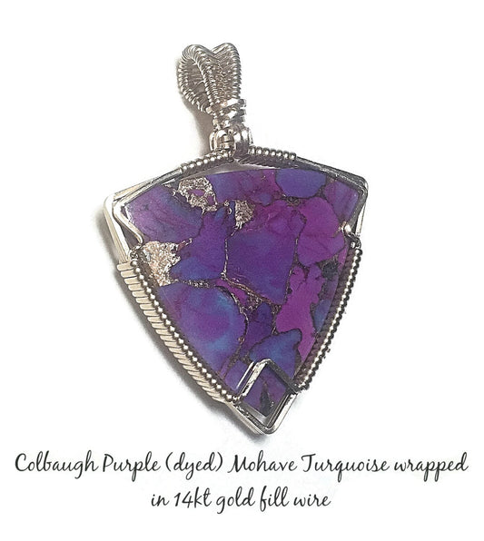 Handmade Gold Colbaugh (dyed)purple & Bronze Mohave Turquoise Pendant