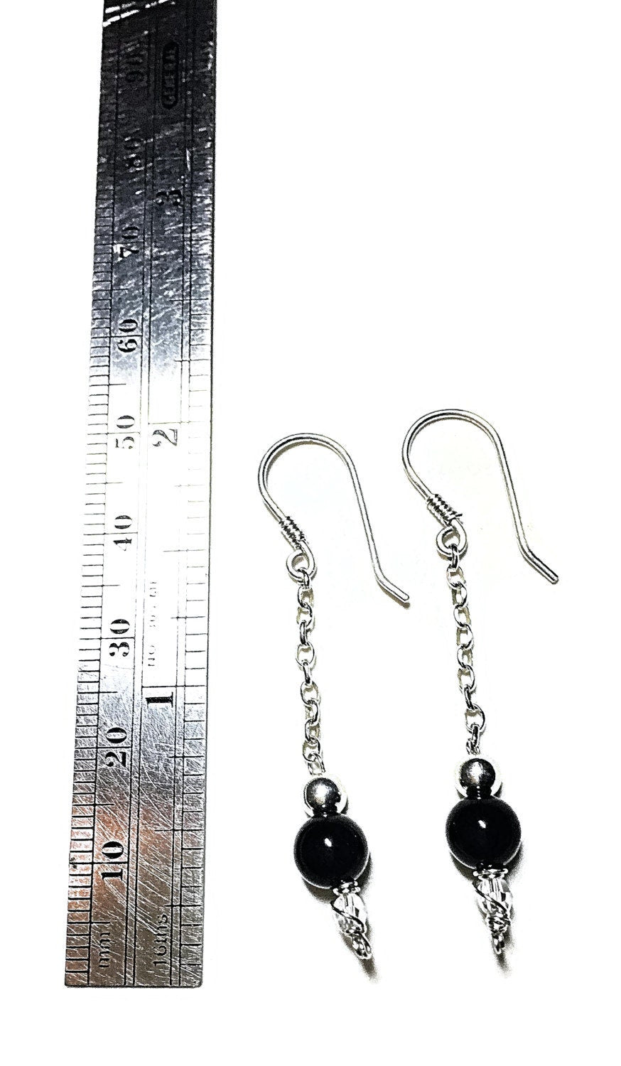 Silver onyx earrings