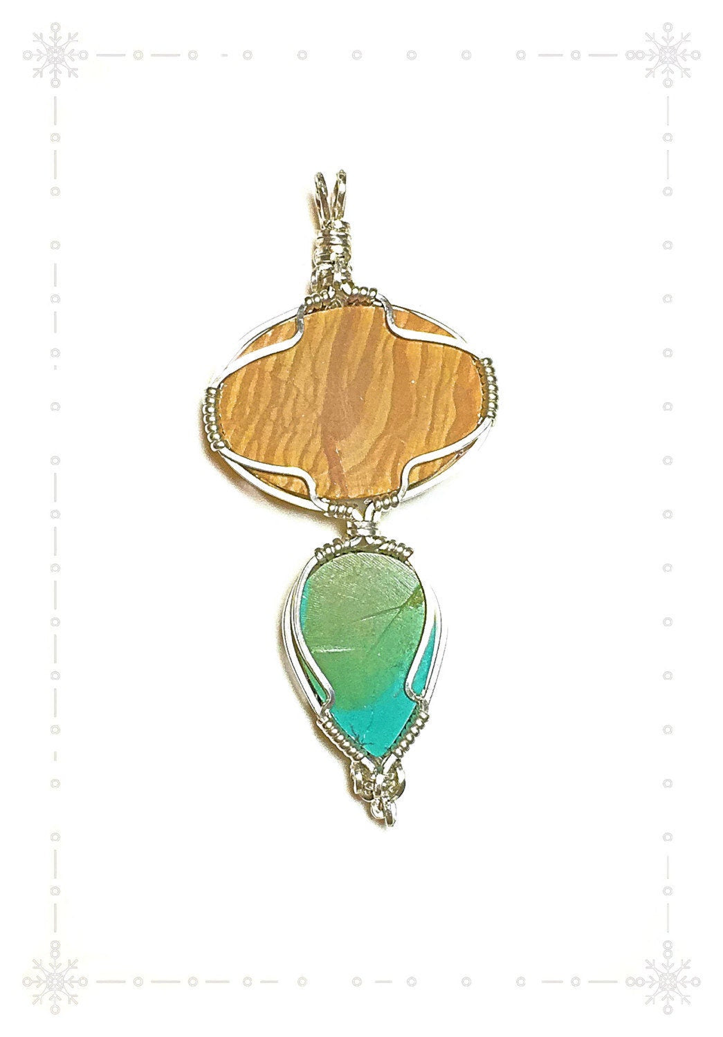 Handmade Scenic Jasper and Tibetan Turquoise Artisan Pendant