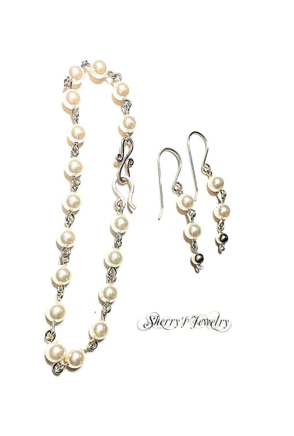 14kt Gold pearl earring and bracelet set