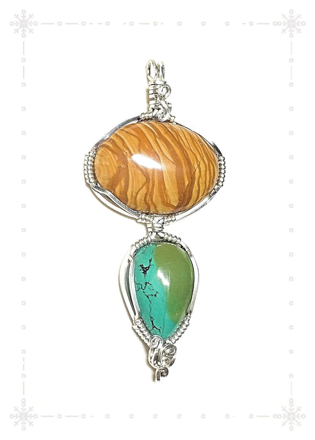Handmade Scenic Jasper and Tibetan Turquoise Artisan Pendant