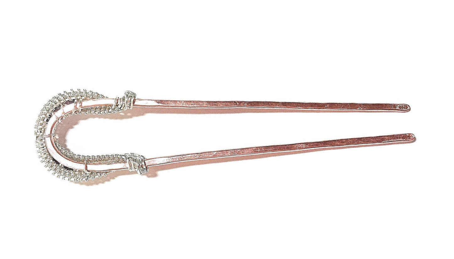 Silver Garnet Swarovski crystal copper hair pin