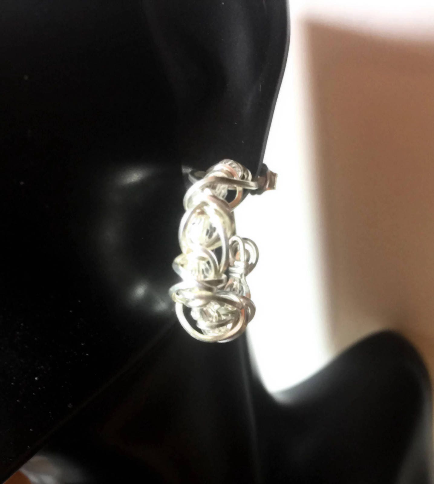 Silver swarovski crystal hoop earrings