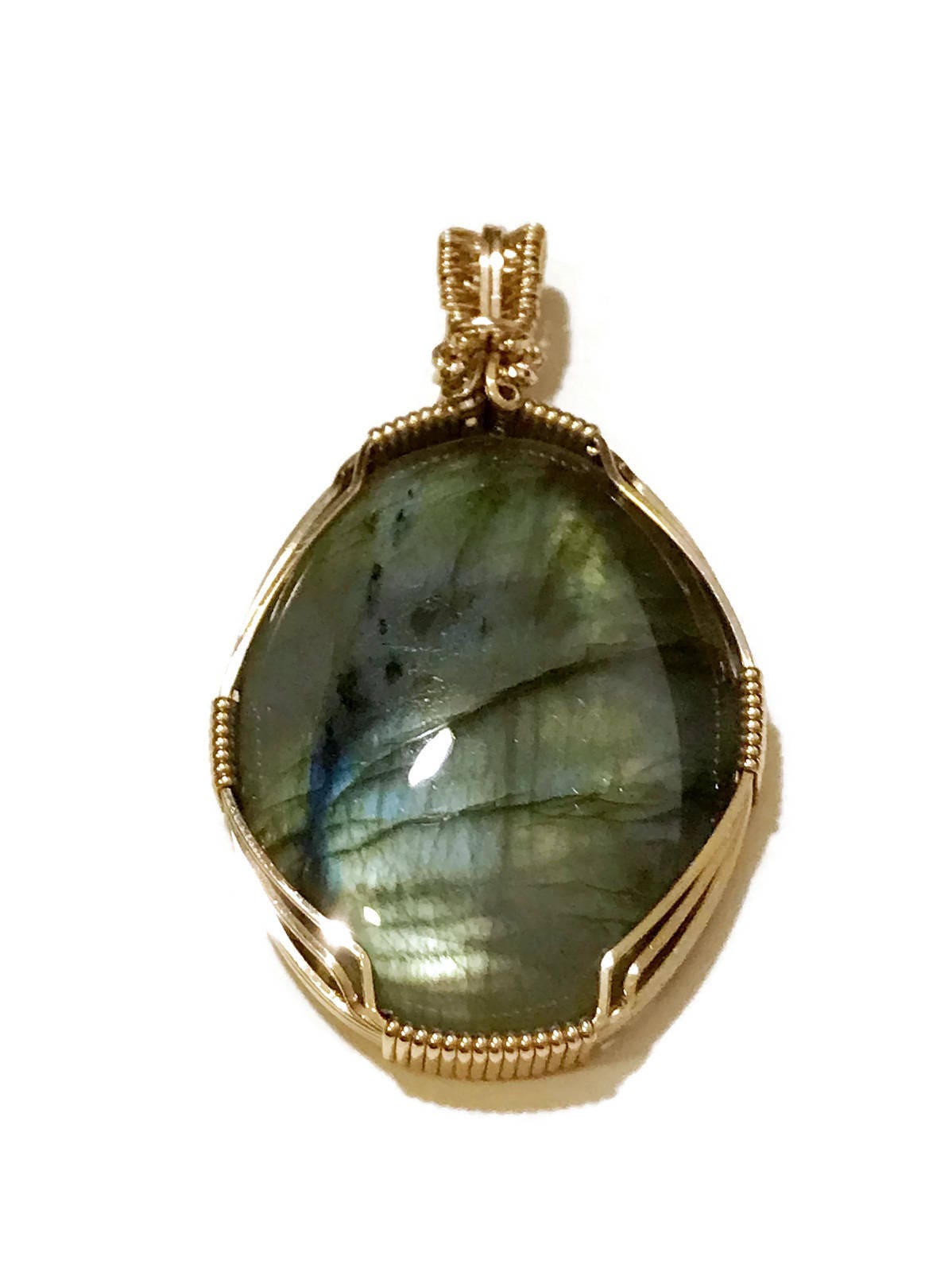 14kt Gold labradorite pendant