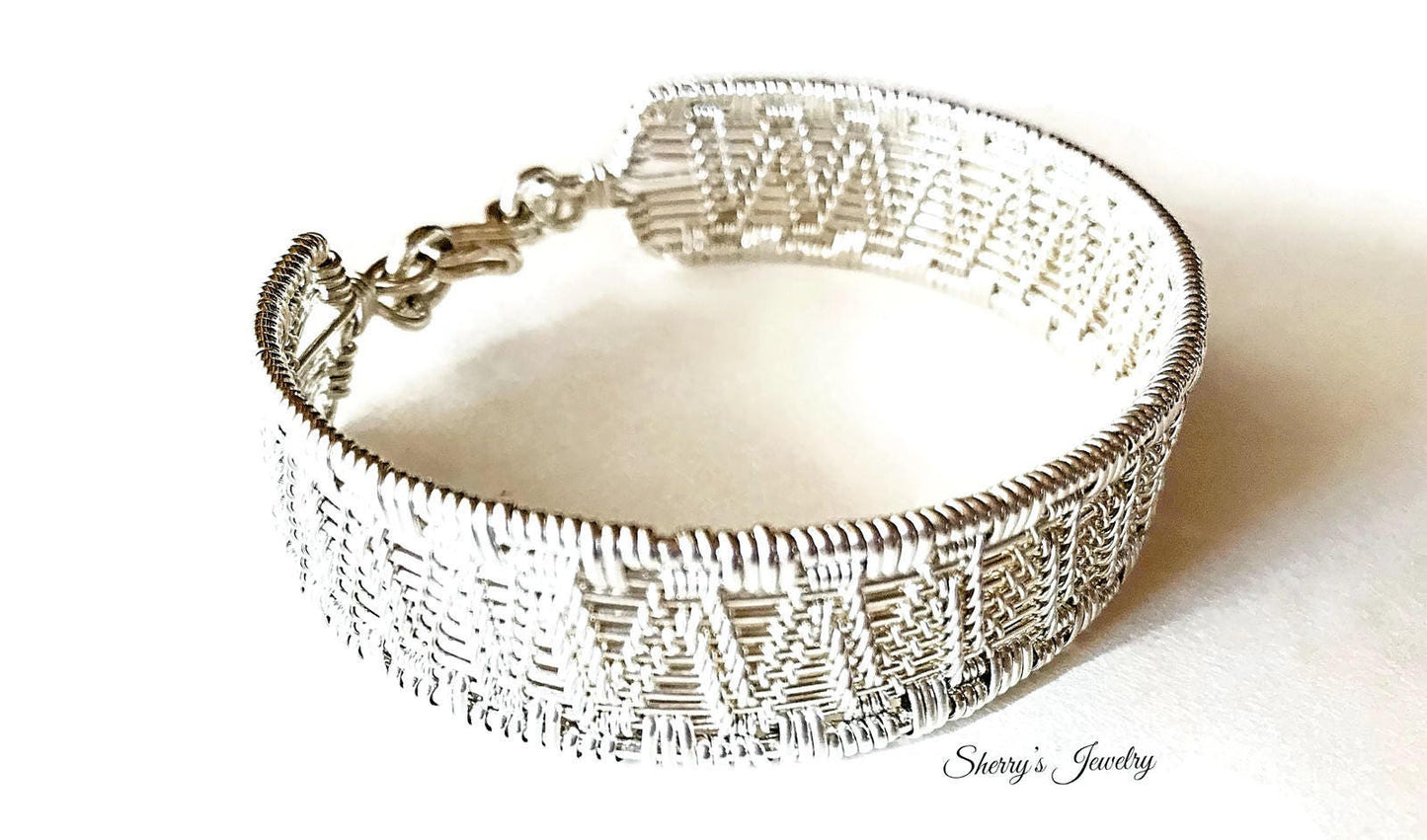 Silver Geometric bangle