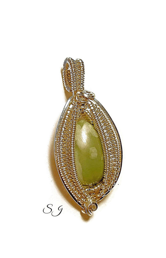 Handmade Sterling silver Peace stone pendant