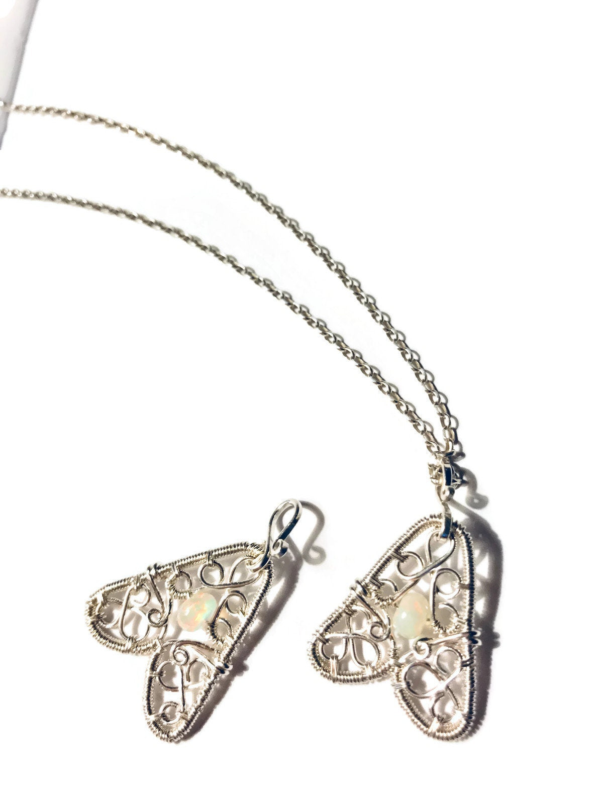 Silver Ethiopian opal charm necklace