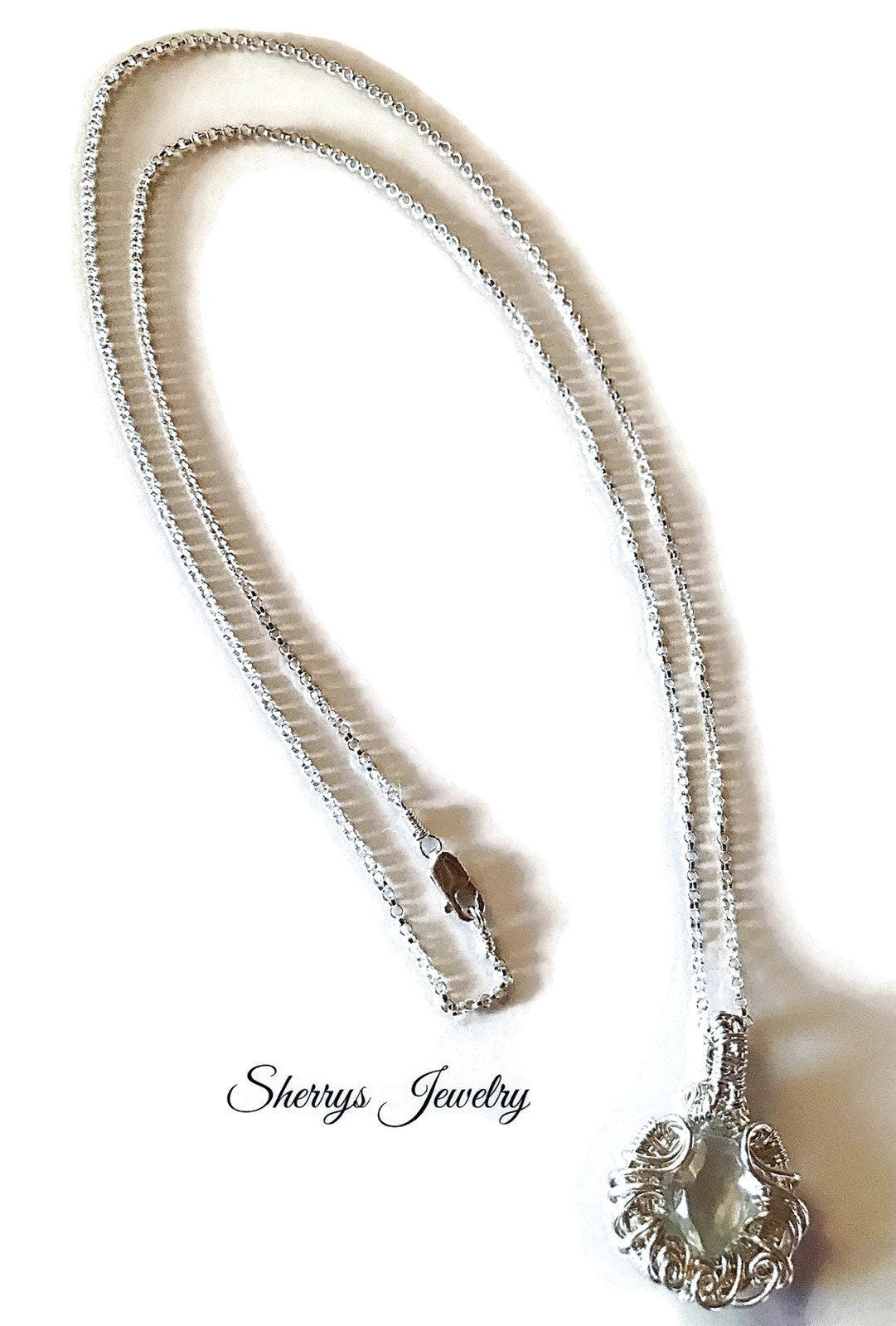 Silver Green Amethyst necklace