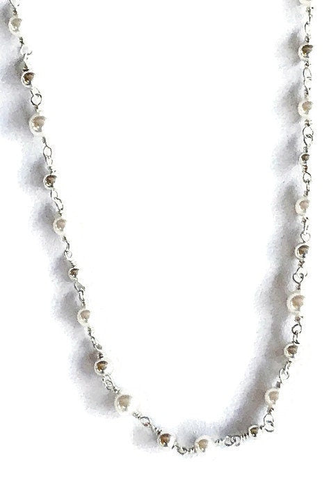 Silver Pearl Necklace Set