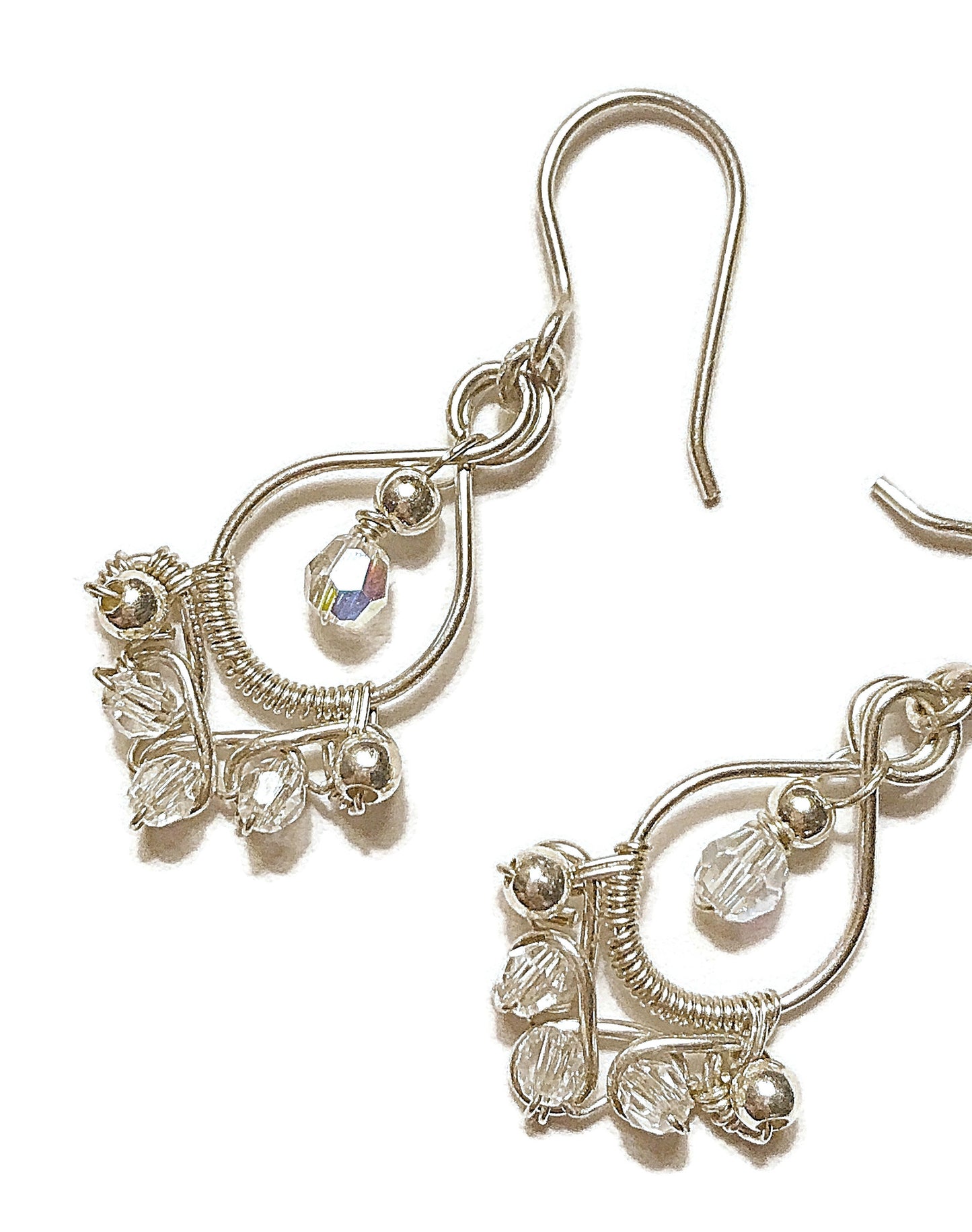 Silver Aurora Borealis crystal Chandelier earrings