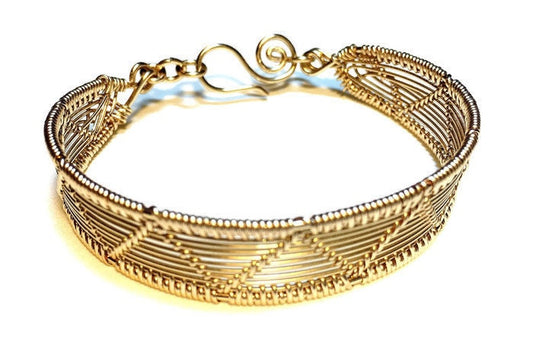 14kt gold and Sterling silver woven bracelet