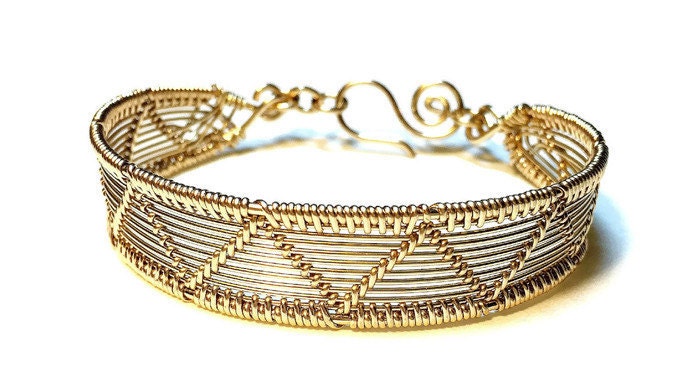 14kt gold and Sterling silver woven bracelet
