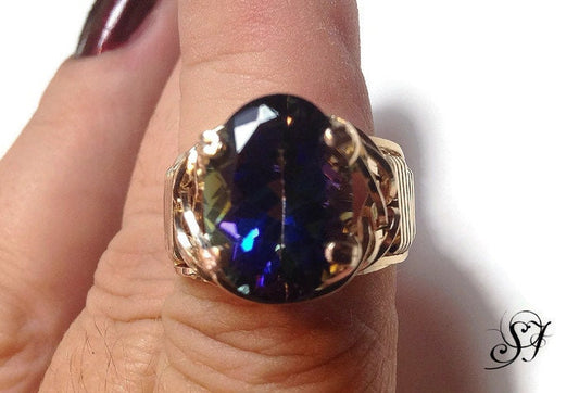 14kt Gold Mystic blue topaz ring