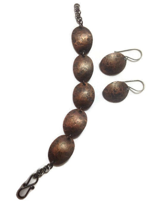 Copper Boho bracelet and earring set