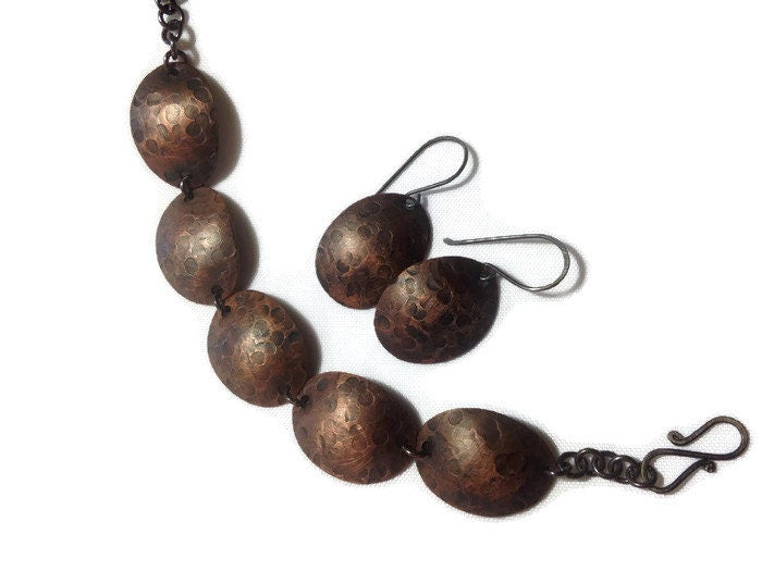 Copper Boho bracelet and earring set