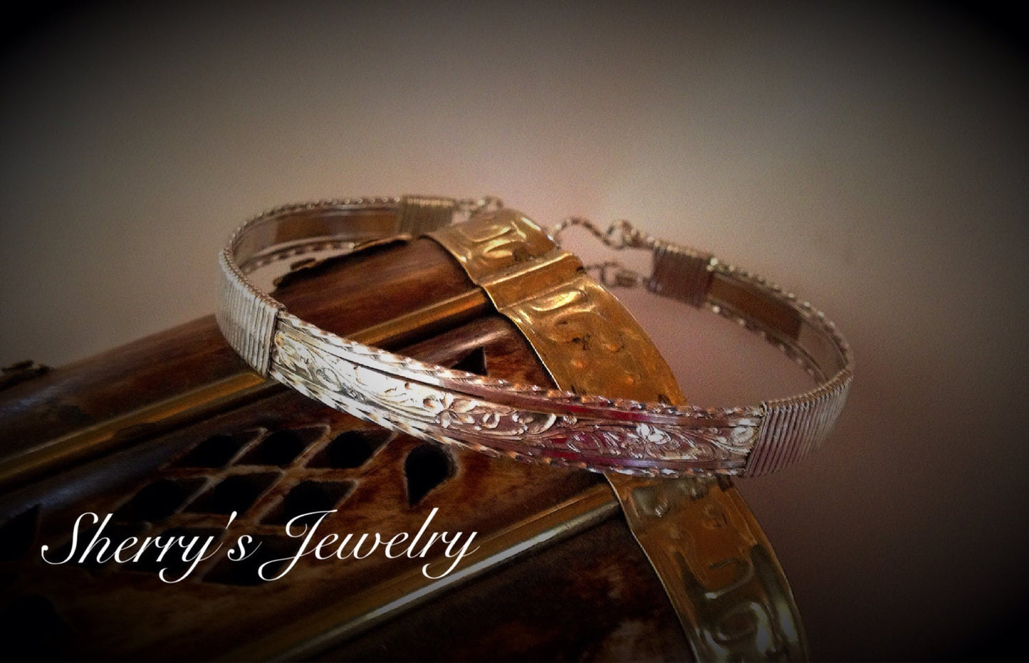 Silver flower bangle