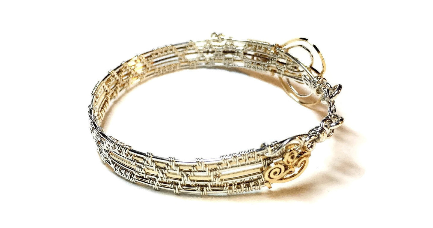 14kt Gold and Silver bangle