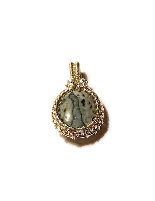 Handmade Sterling silver wire wrapped Laguna Lace Agate pendant